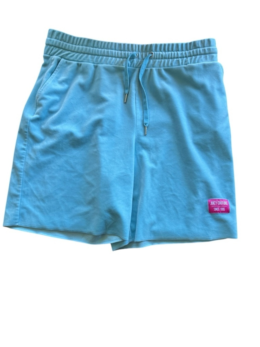 Juicy Couture Women's Light Blue Luxe Velour Pool Party Drawstring Shorts XL